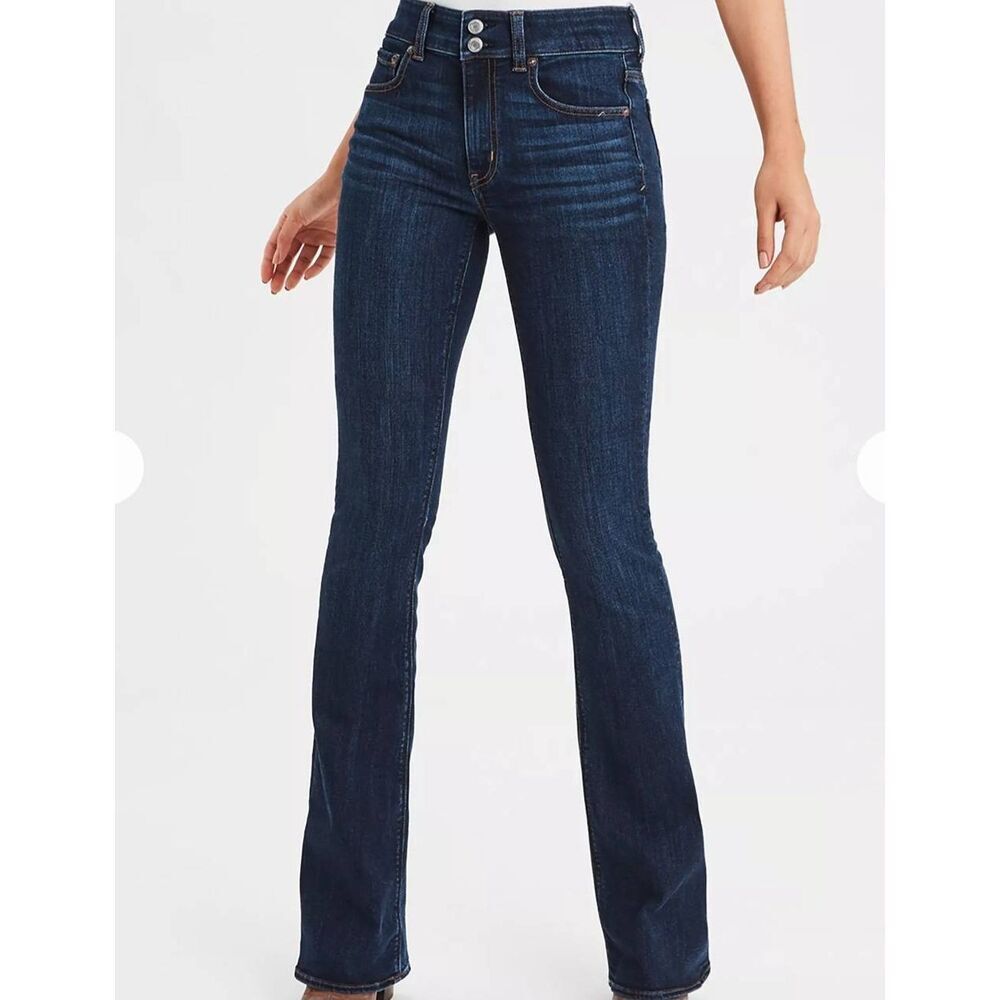 American Eagle Jeans Women's 6 Blue Mid Rise Artist Flare Super Stretch